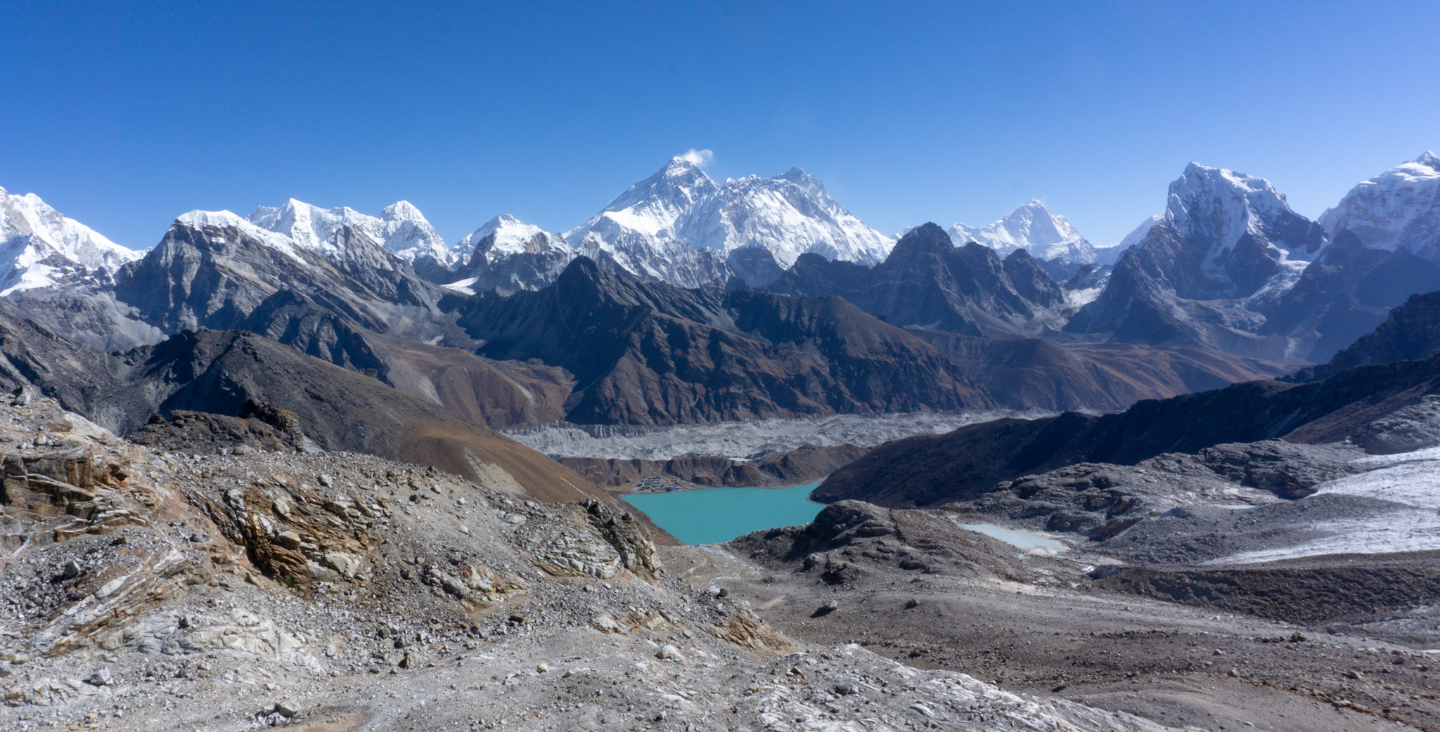 Renjo La Pass mit Mount Everest im Hintergrund